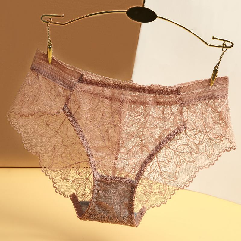 Transparent Lace Sexy Women's Underwear with No Trace Low Waist Breathable Triangle Pants for Women