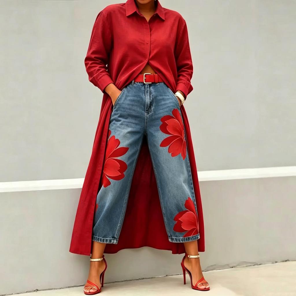 Veste chemise longue ample pour femme Col boutonné Vêtement d'extérieur décontracté Design multicouche léger Fentes latérales