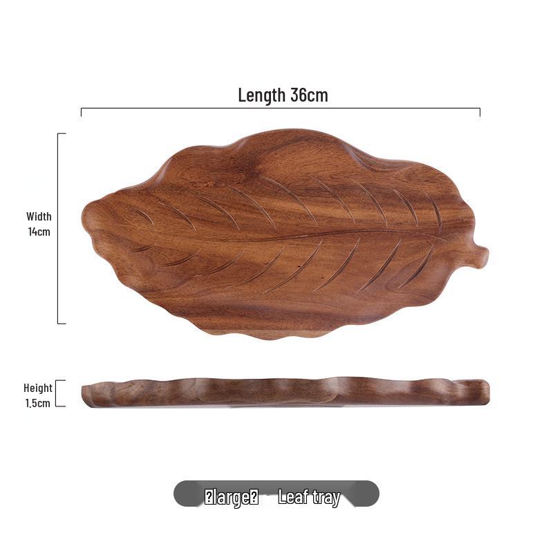 Japanese Acacia Wood Leaf-shaped Dinner Plate & Tea Tray for Snacks, Pastries, and Fruit