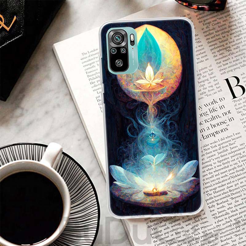 Buddhist Fire Lotus Cover For Xiaomi Redmi Note 10 9S 9 8T 8 Pro 7 5 Mi 9T 10T 11T 12T 11 12 Lite 12X A3 A2 A1 Print Coque