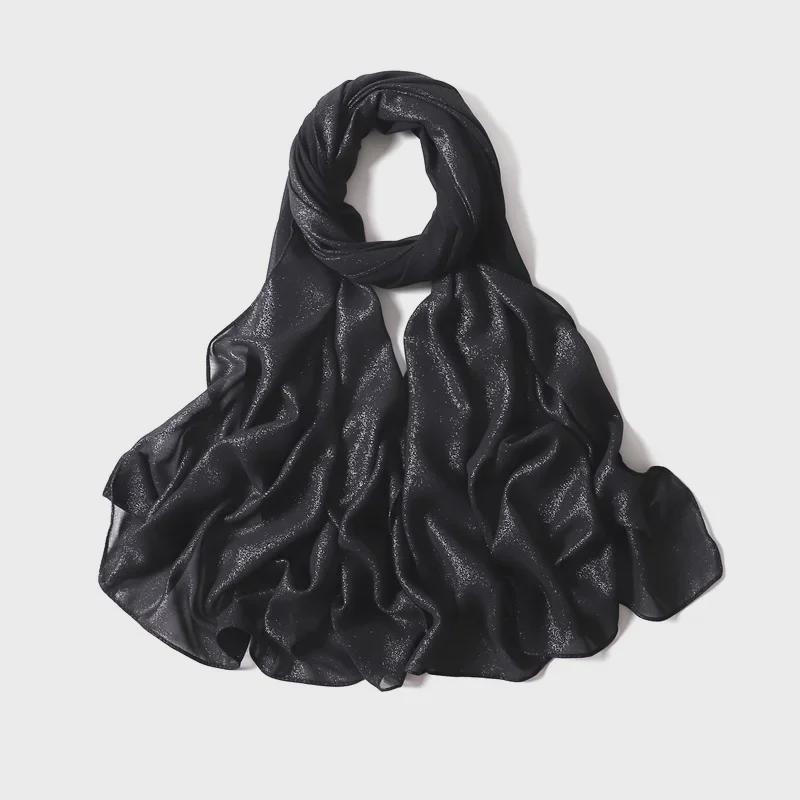 New Style Women's Silver Pearl Chiffon Long Scarf