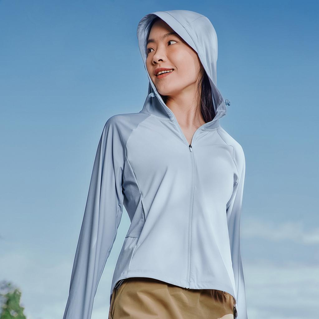 Skechers Letter Print Hooded Quick-Dry Zipper Comfortable Casual Sports Long Sleeve Sun Protection Jacket Women jackets Blue P224W168-03VQ