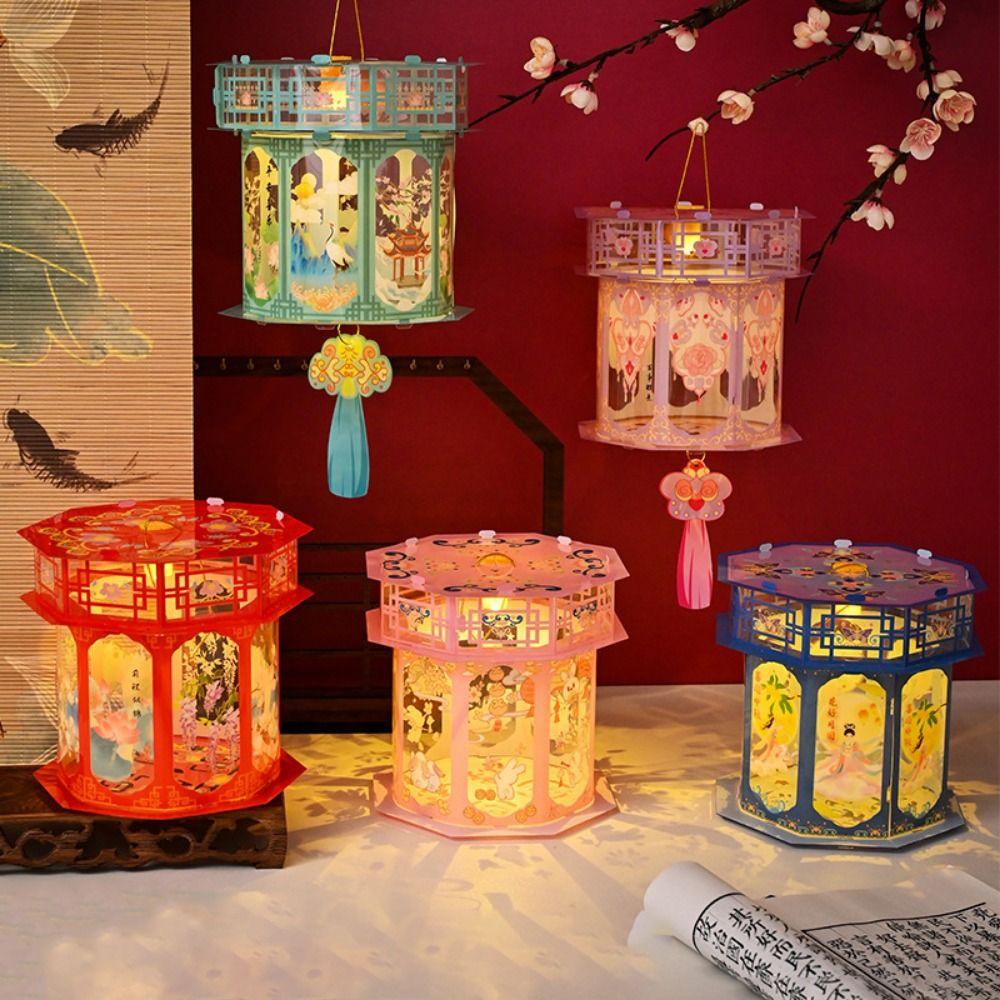 Handmade Snake Year Lantern Chinese Style Portable Luminous Lantern Projection Lantern  Kids' Gift