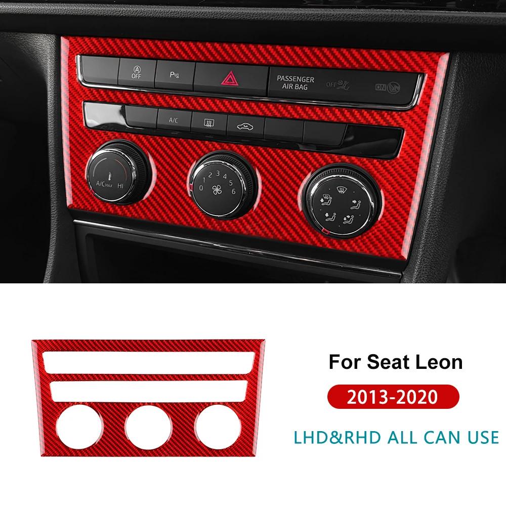 For Seat Leon MK3 2013 2014 2015 2016 2017 2018 2019 2020 Real Soft Carbon Fiber Sticker LHD RHD Car Central AC Button Panel