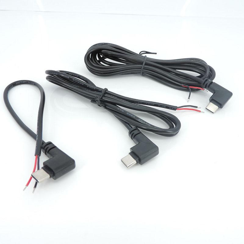 4 Stück 2/4-adriges Pin-Kabel USB 2.0 Typ C männlich weiblich Winkelstecker Typ C Kabelstecker rechtwinklig Stecker DIY Reparatur Daten Ladekabel
