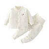 Autumn Warmth Baby Cotton Two-Piece Set - High Waist, Padded Korean Style Infant Homewear