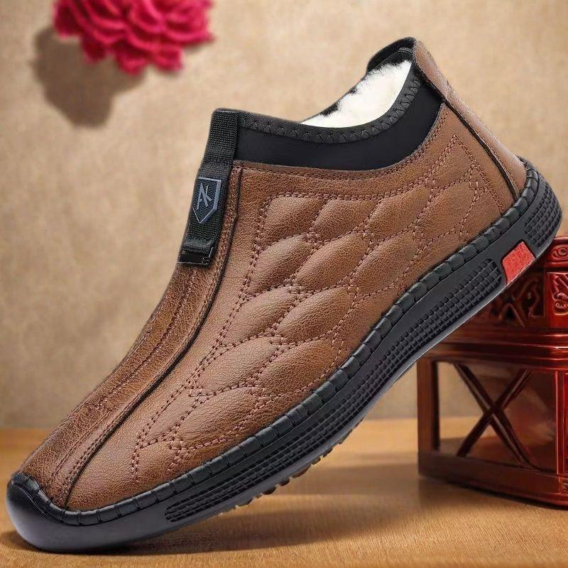 Winter new cotton shoes men's velvet thickened comfortable soft-soled casual leather shoes outdoor versatile warm men's shoes