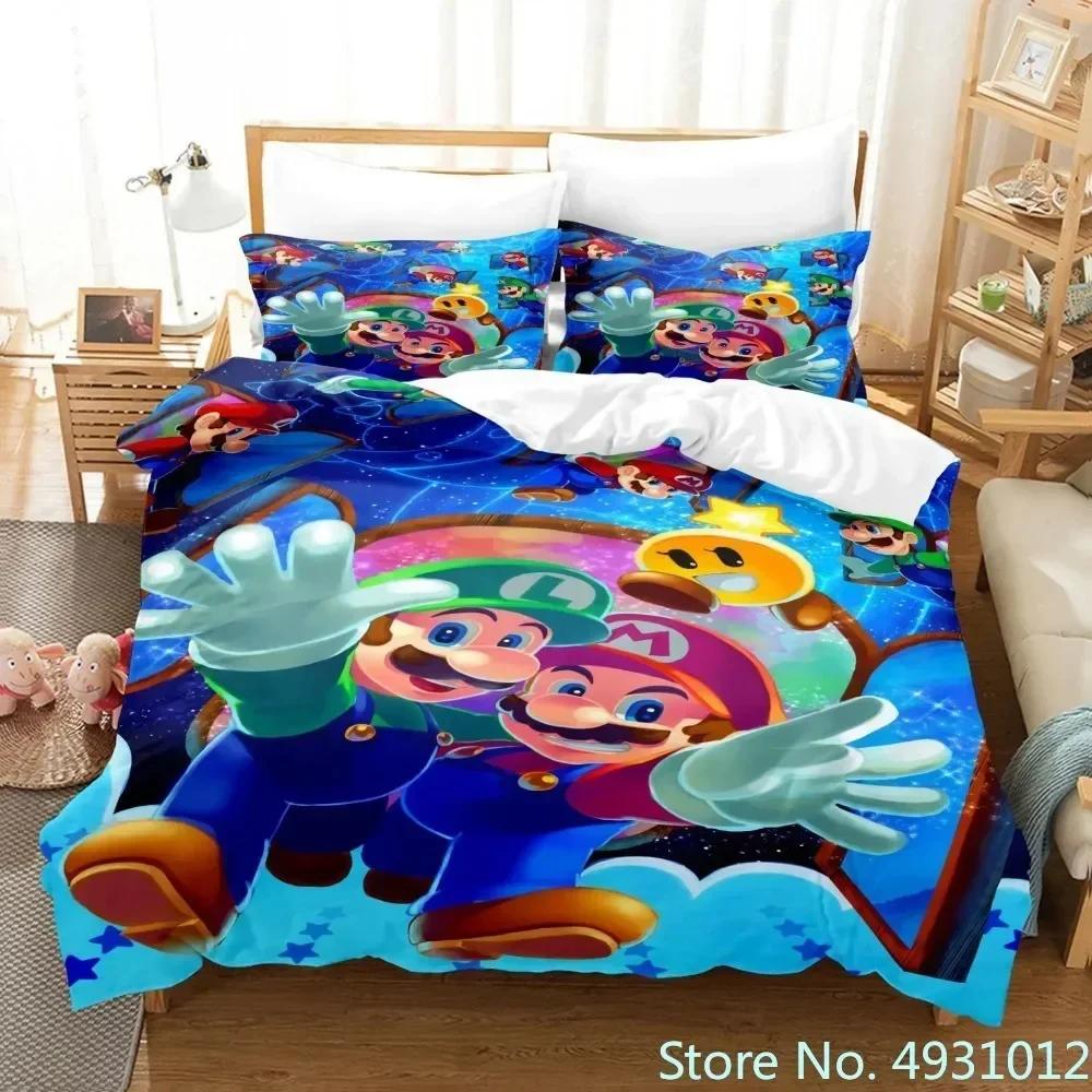 Pościel Super Mario Luigi Yoshi Toad Jumpman Anime 3D Poszewka na kołdrę Dla dziecka Dzieci Młodzież Dorosłych Tekstylia domowe Poszewka na kołdrę
