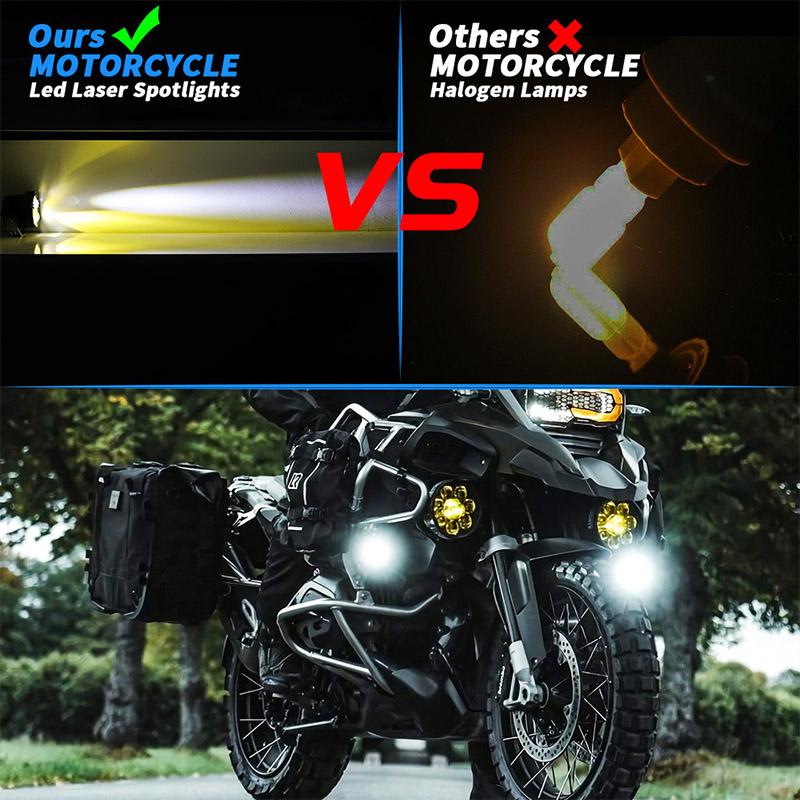 Car Motorcycle Spotlight LED Dual Color External Spotlight Far & Near Off-road Vehicle Truck Motorcycle Modified Work Headlight