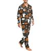 Herren Langarm Button-Down Pyjama-Set Weiche Nachtwäsche für Komfort zu Hause