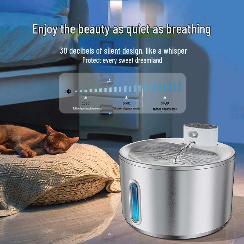 Smart Wireless Pet Water Fountain with Infrared Sensor and Auto Circulation - Stainless Steel Dog Water Dispenser