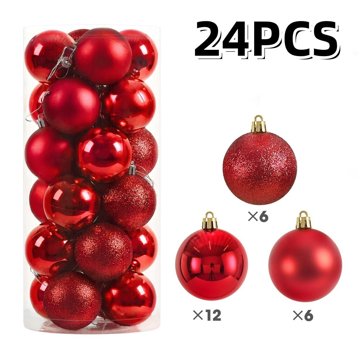 

24 шт. 3/4 см рождественские шары украшения елка подвесной пластиковый золотой красный шар для свадьбы дома вечеринки Новый год 2025 Декор 4CM красный