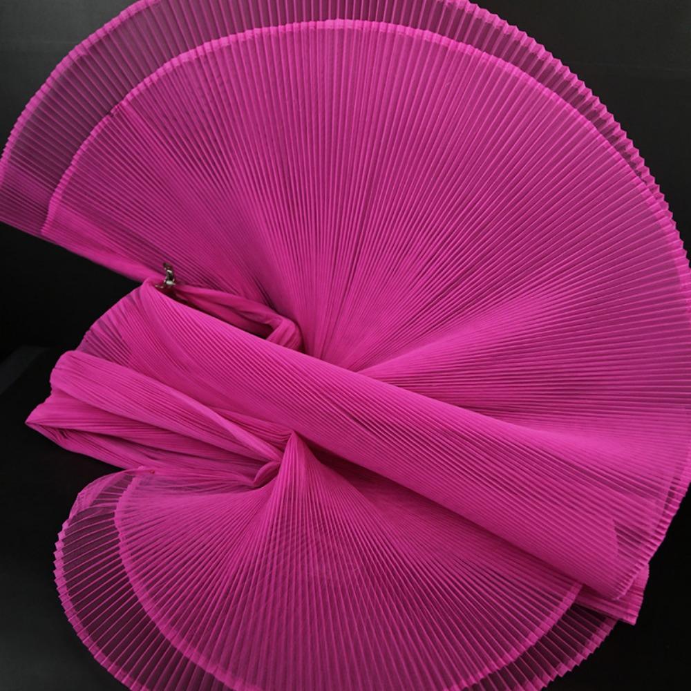1 jard/150 cm Gładka Tkanina Akordeonowa Plisowana Ręcznie Wykonana Sztywna Siatka Materiał na DIY Projektanta Tkaniny Odzieżowe