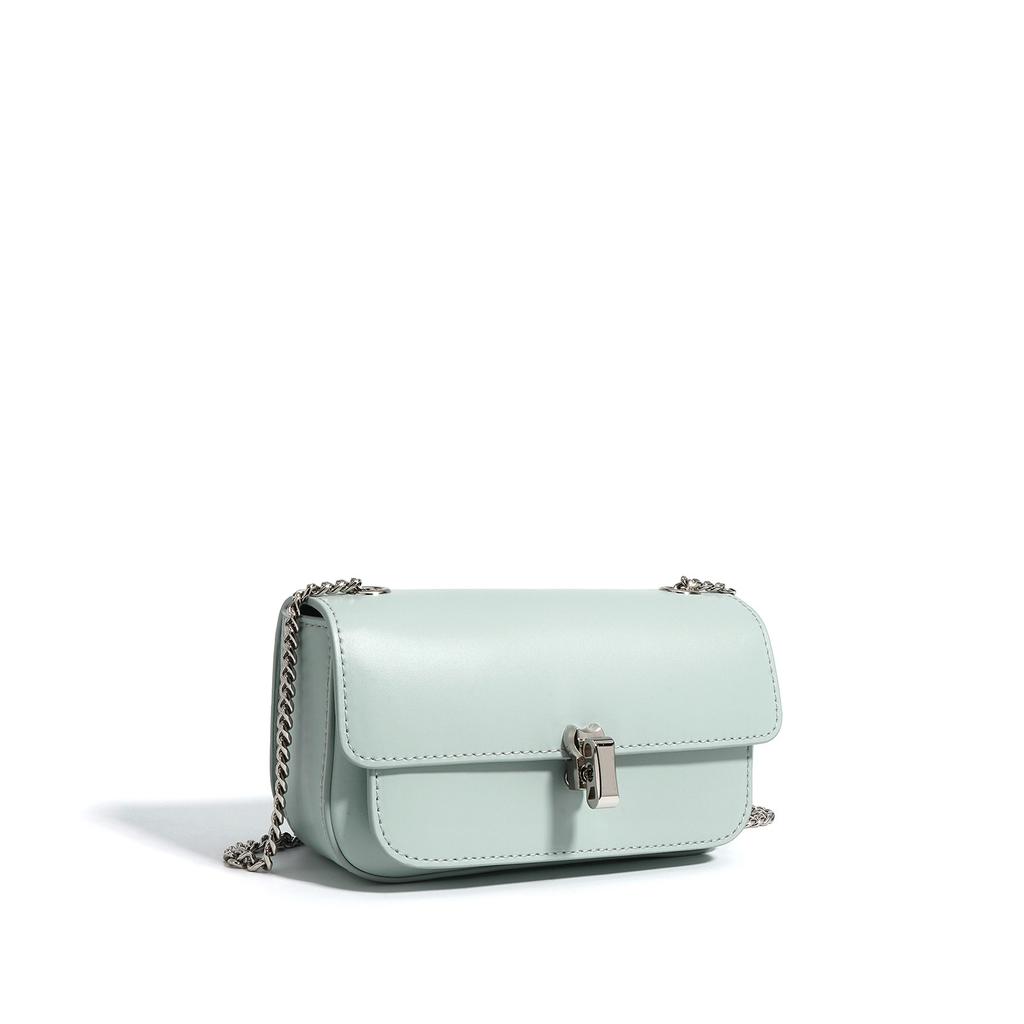 Simple Leather Chain Bag, Niche Texture Mobile Phone Messenger Bag, Casual Popular Bag, Cowhide Small Square Bag, Shoulder Bag.