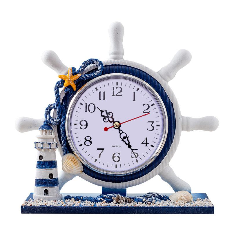 Bedroom Decoration Table Clock Wooden Clock Ornaments In Living Room Mediterranean Navigation Helmsman Clock Table Clock