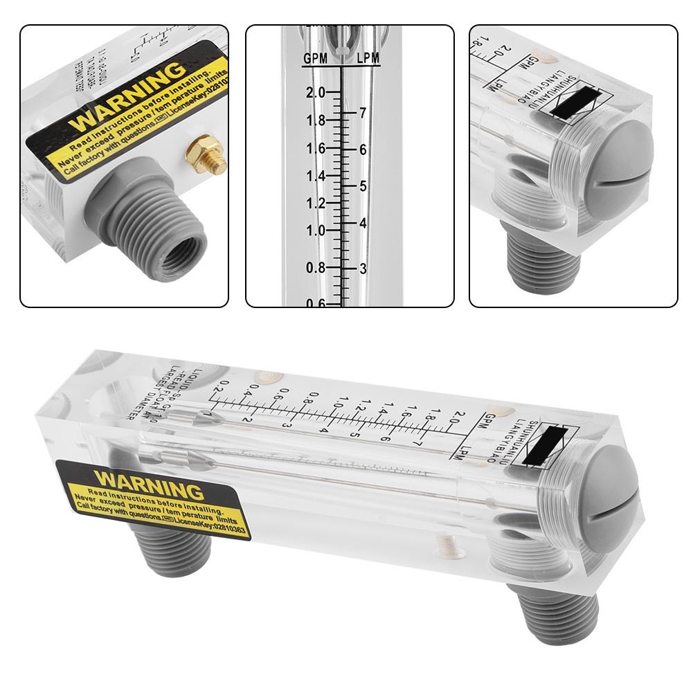 Meter Panel Type Glass Liquid Flowmetre Water  Measuring Meter 0.2‑2GPM/1‑7LPM Liquid Flowmeter Water  Meter