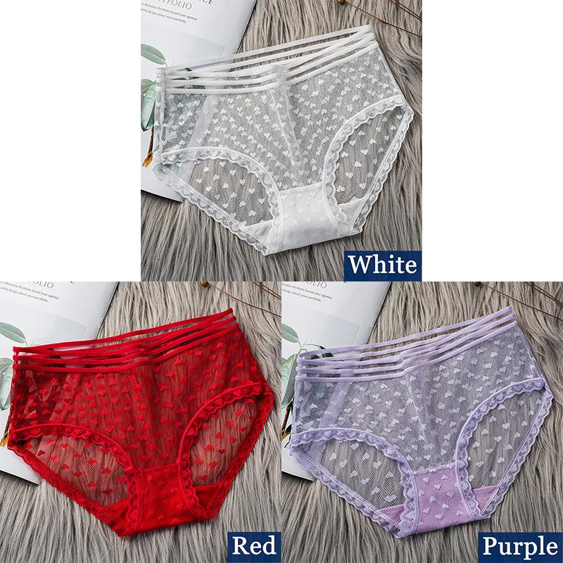 3pcs Sexy Lace Transparent Panties for Women Underwear Fashion Panty Lingerie Breathable Hollow Out Briefs Female Underwear