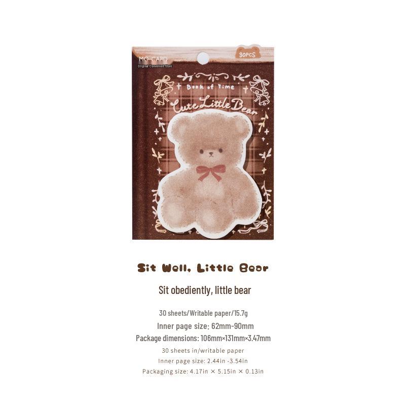 Momo Cute Bear Sticky Notes - Irregular Shape, Office Memo & Diary Decoration