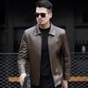 Lapel Leather Jacket Men's Lapel Trendy Handsome High-end PU Locomotive Men's Spring and Autumn Leather Jacket