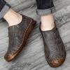 Spring and Autumn Leisure Leather Shoes Men's Leather Plus Size Lazy Slip On Driving Soft Bottom Casual Shoes Men's Shoes Breathable Trendy Shoes