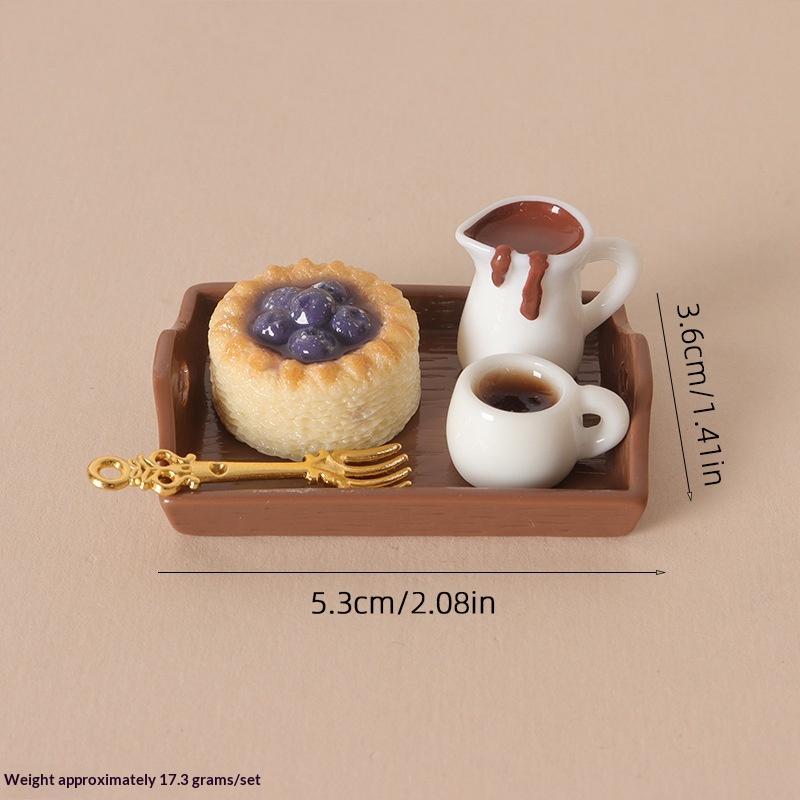 Realistic Dollhouse Miniature Coffee & Pastry Set Food Tray Accessory for Doll House Diorama Art Decor Collection Gift