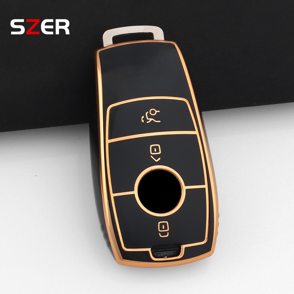 For Mercedes Benz E S G Class Glc Cle Cla Glb Gls W177 W205 W213 W222 X167 Amg E200 E260 Golden Tpu Car Key Case Cover Shell Fob