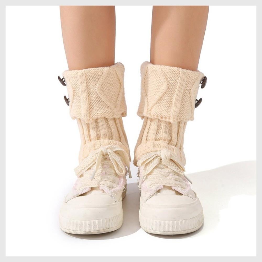 Buttons Crochet Knitted Leg Warmer Thermal Boot Cover New Short Leg Warmers  Autumn Winter