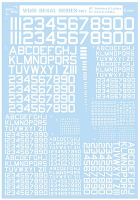 Sankomark Industries Leptogida Wassertransfer-Abziehbilder für Kunststoff 60 Zahlen x Wing Decal Series Modelle, M01, Grad, & Buchstaben, Weiß, 13,5 19,5 cm,