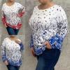 Plus Size Women S Long Sleeve Crew Neck Floral Print Spliced T Shirt