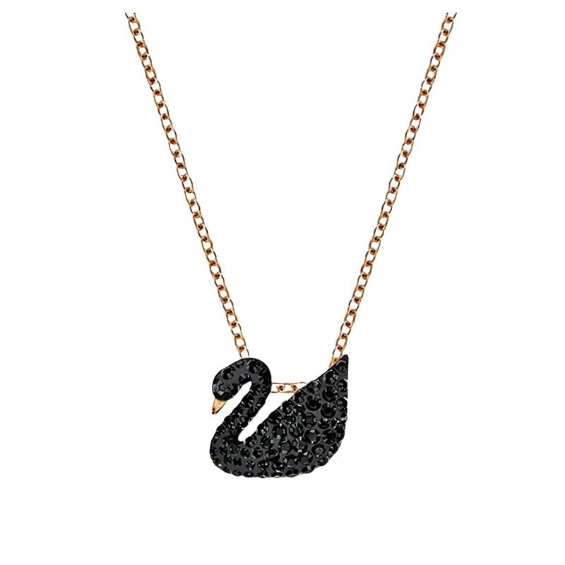 Swarovski Black Swan (Small) ICONIC SWAN imitation crystal stone, rose gold-plated necklace, women s black 5204133 чёрный