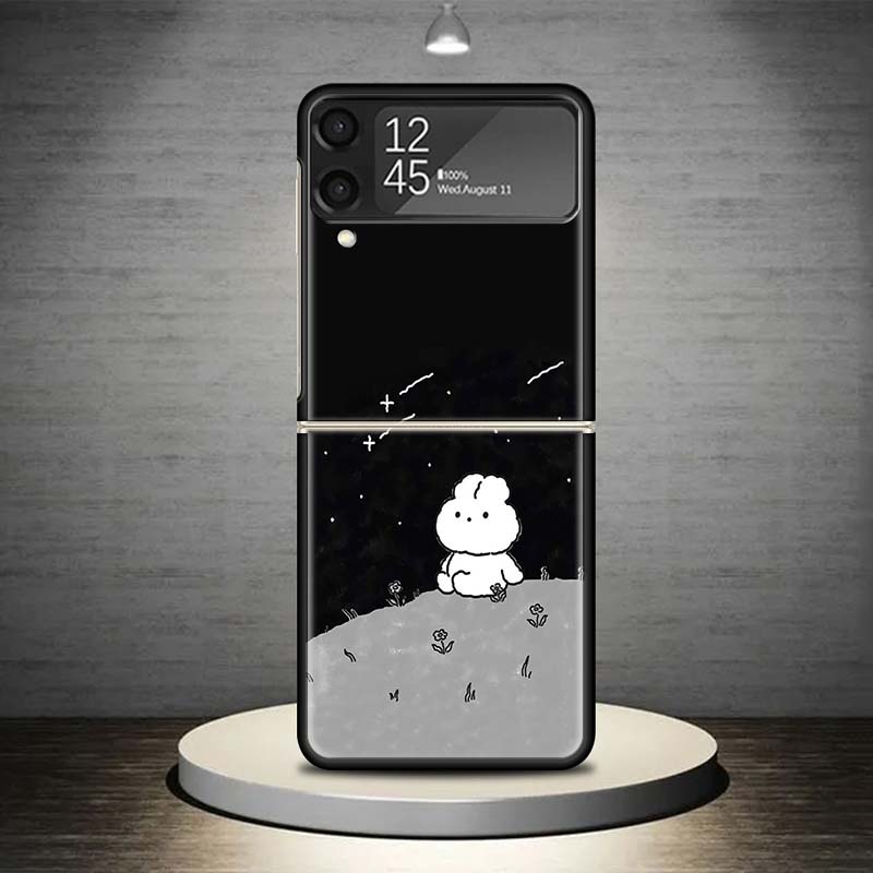 Cartoon Cute Little Rabbit Phone Case For Samsung Galaxy Z Flip 7 6 5 4 3 5G Cover ZFlip7 ZFlip6 ZFlip4 ZFlip5 ZFlip3 Coque Fund