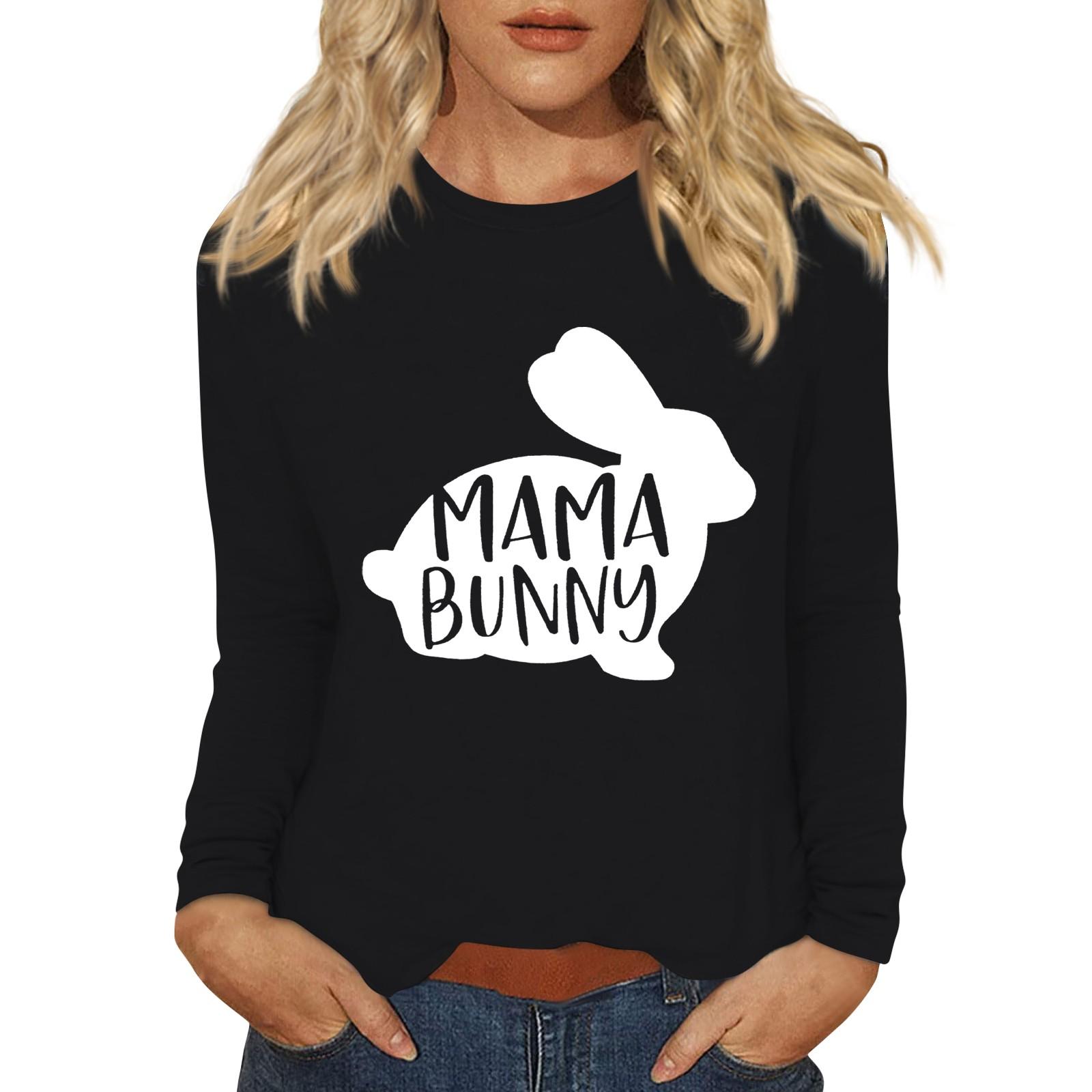 

Рубашки с длинным рукавом для женщин Пасхальный карнавал Графический принт Футболки Блузки Повседневные базовые топы Пуловеры L чёрный