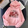 Women's Casual Long Sleeve Hoodies Vintage Graphic Y2k Hooded Pullovers Ditsy Floral and Alphabet Print Sweatshirts 90s Clothes