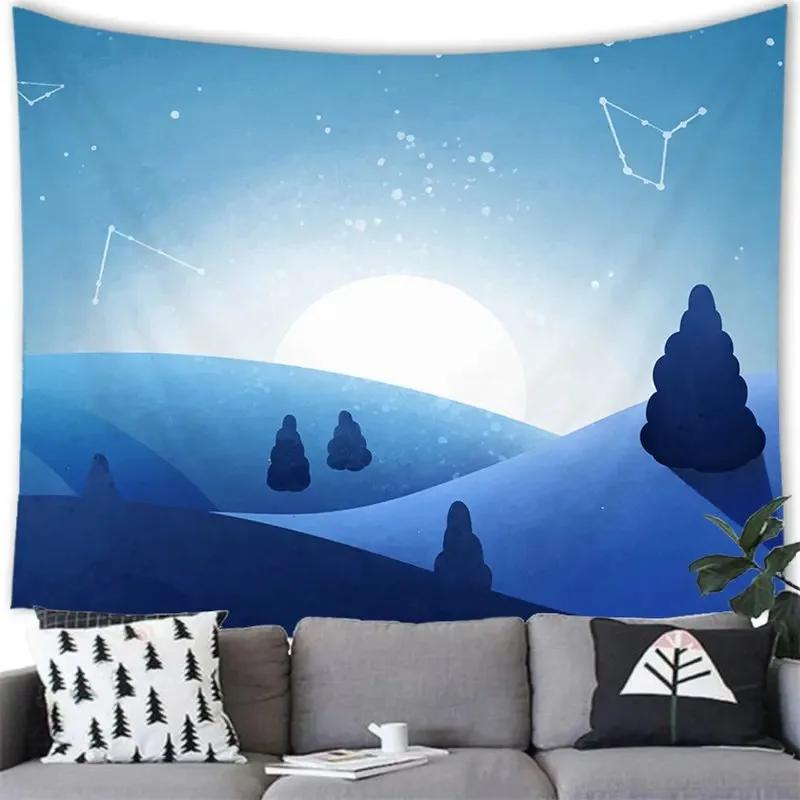 Cartoon Moon Stars Decorative Tapestry Office Living Room Decoration Home Wall Tapestry