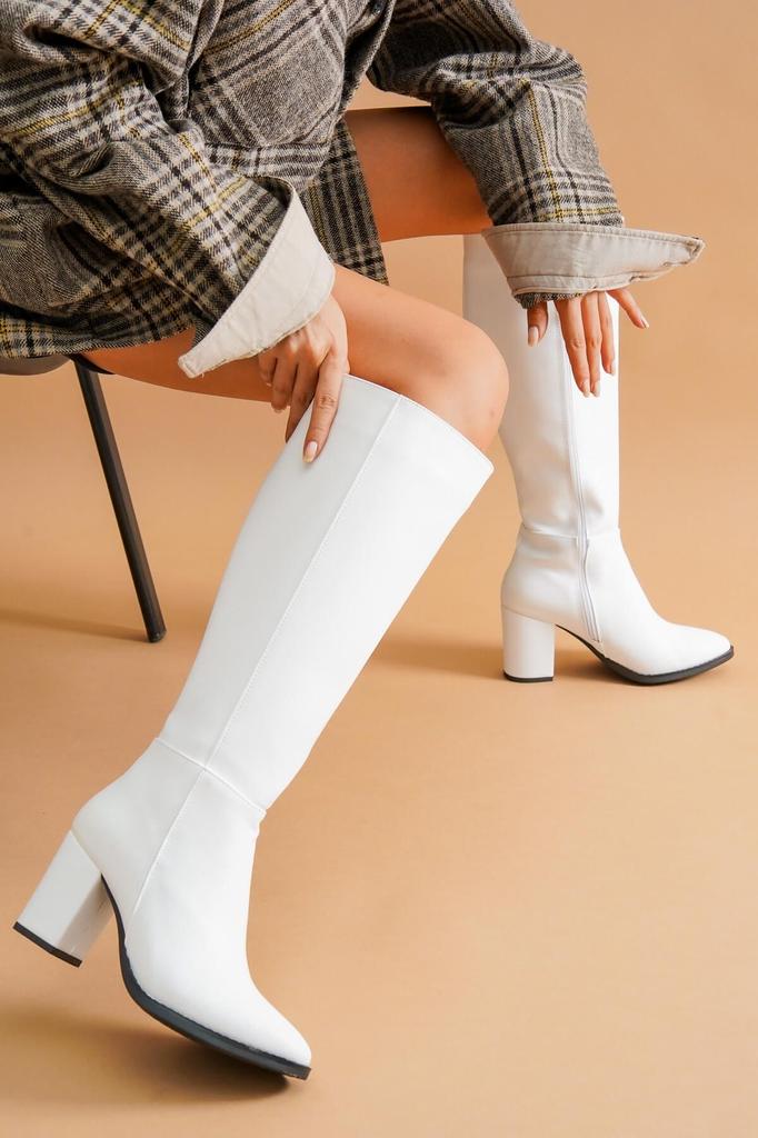 Women Modern Stylish Fashion Boots Boots Faux Leather Black Leather Heels Cm Side Zipper Daily Use Boots