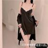 Sexy nightdress new women's light luxury loungewear hot lace suspender ice silk pajamas pure desire to open the fork temptation set