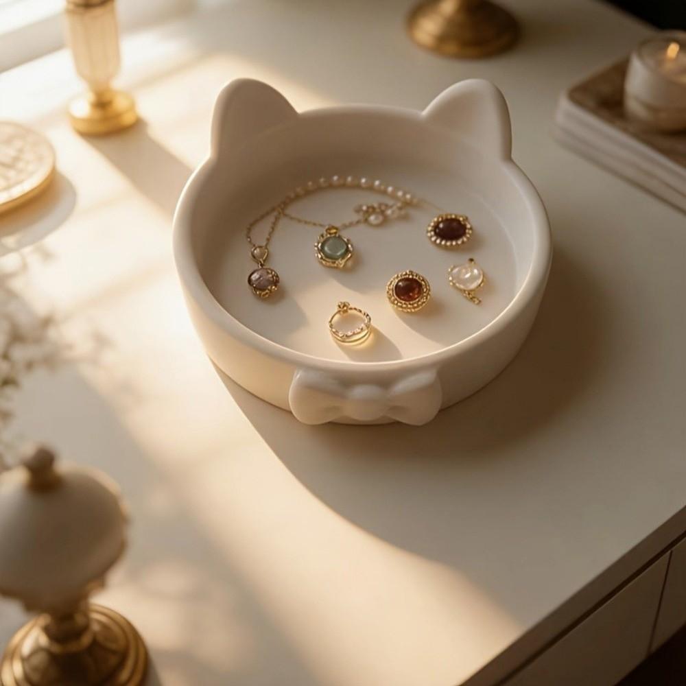 Cute Cat Ear Storage Trays 3D Printed Jewelry Holder Bow Jewelry Plate Gift for Her