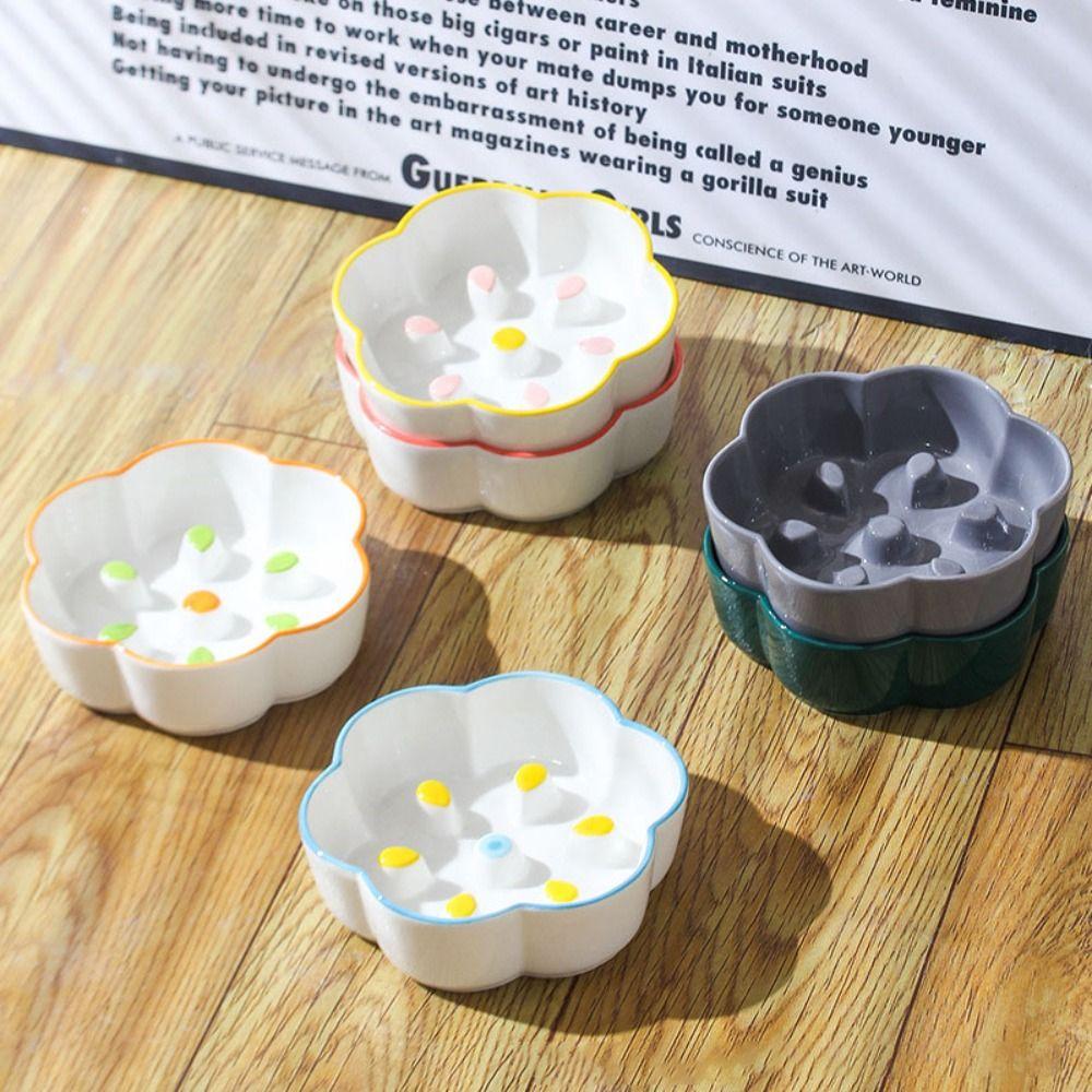 Neck Guard Slow Feeder Bowl Large Diameter Cat Water Bowl Ceramic Raised Pet Bowl  Household Use