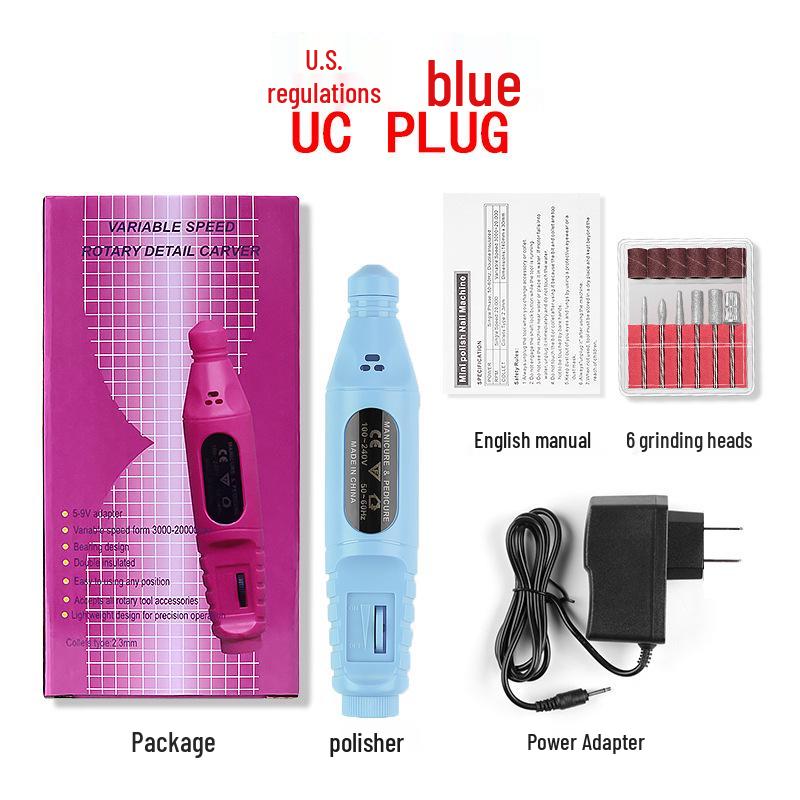 "Portable Electric Nail Polisher with Convenient Handle and Cap"