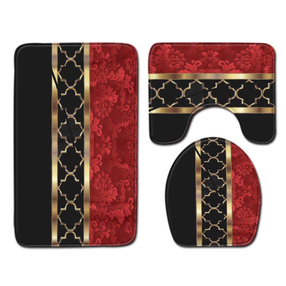 Covor de podea creativ din trei piese pentru toaletă, covor de ușă, covor de baie, covor de ușă moale antiderapant