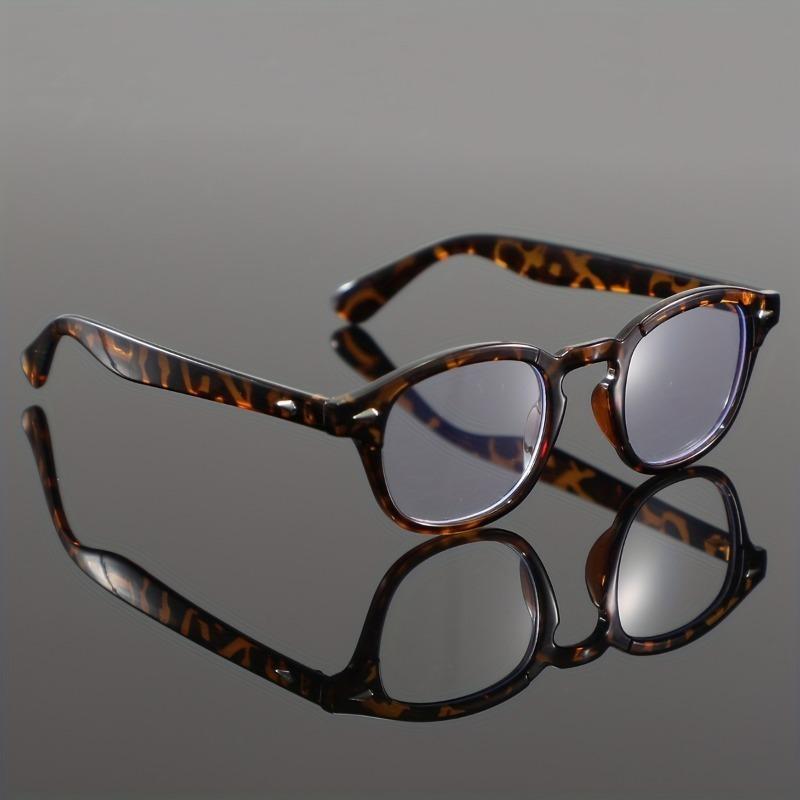 Fashion Round Small Frame Rivet Computer Glasses Classic Tortoiseshell Pattern Men Women Anti Blue Light Ultra Light Vintage Clear Lens Eyewear