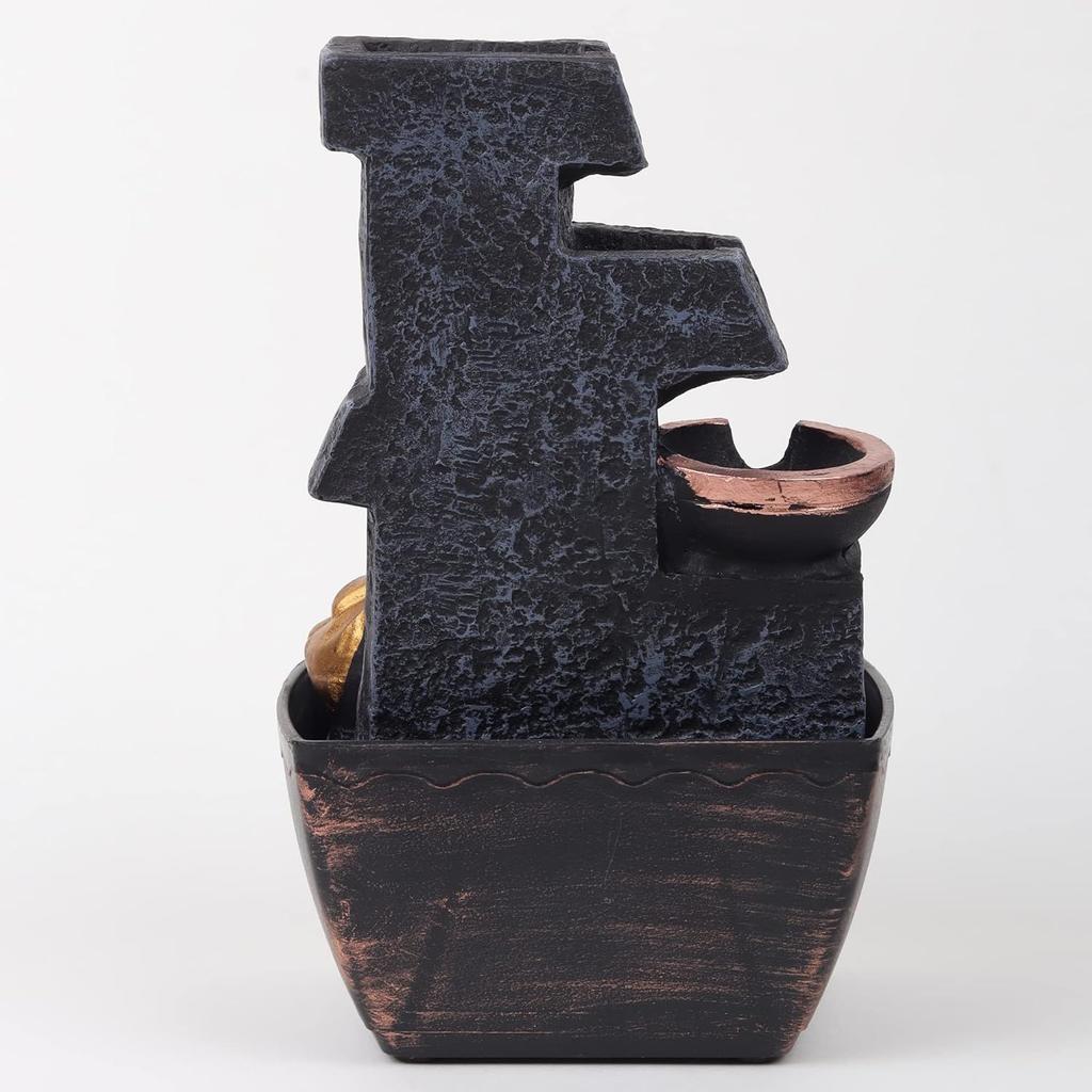 3 Step Buddha Fountain Indoor Home Decor Polyresin Indoor/Outdoor Water Fountains with LED Lights, Home Decor, Decoration