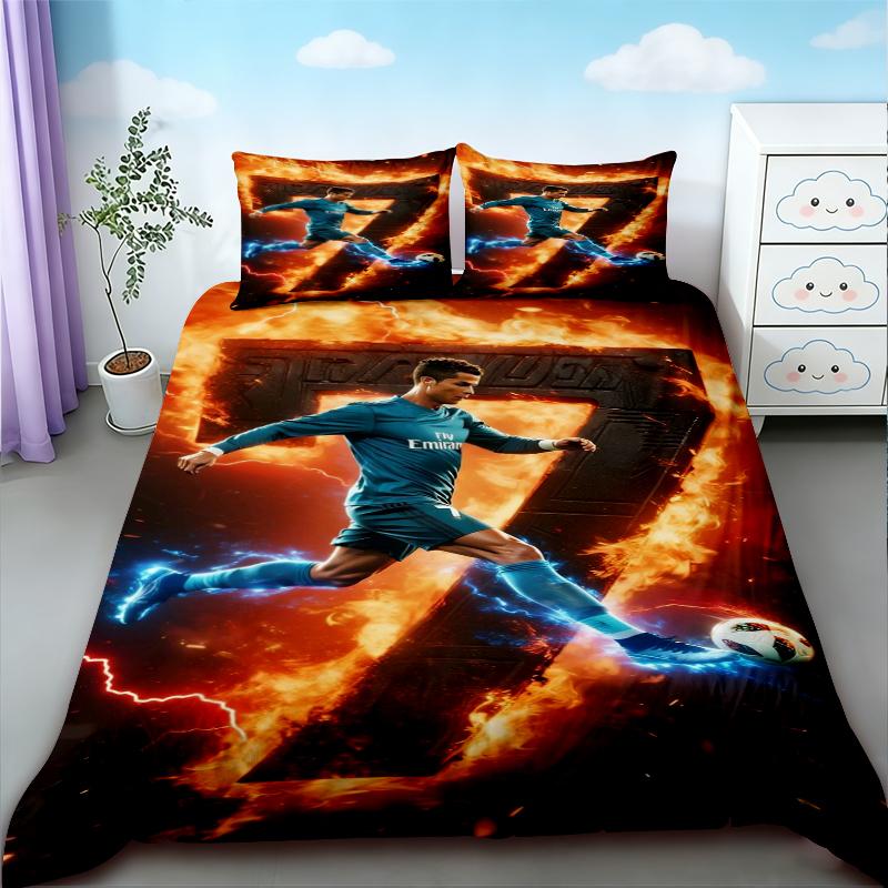 CR7 Bettwäsche-Set Fußball Cristiano Ronaldo Bettwäsche-Set für ein komfortables und atmungsaktives Schlafzimmer Geburtstagsgeschenke