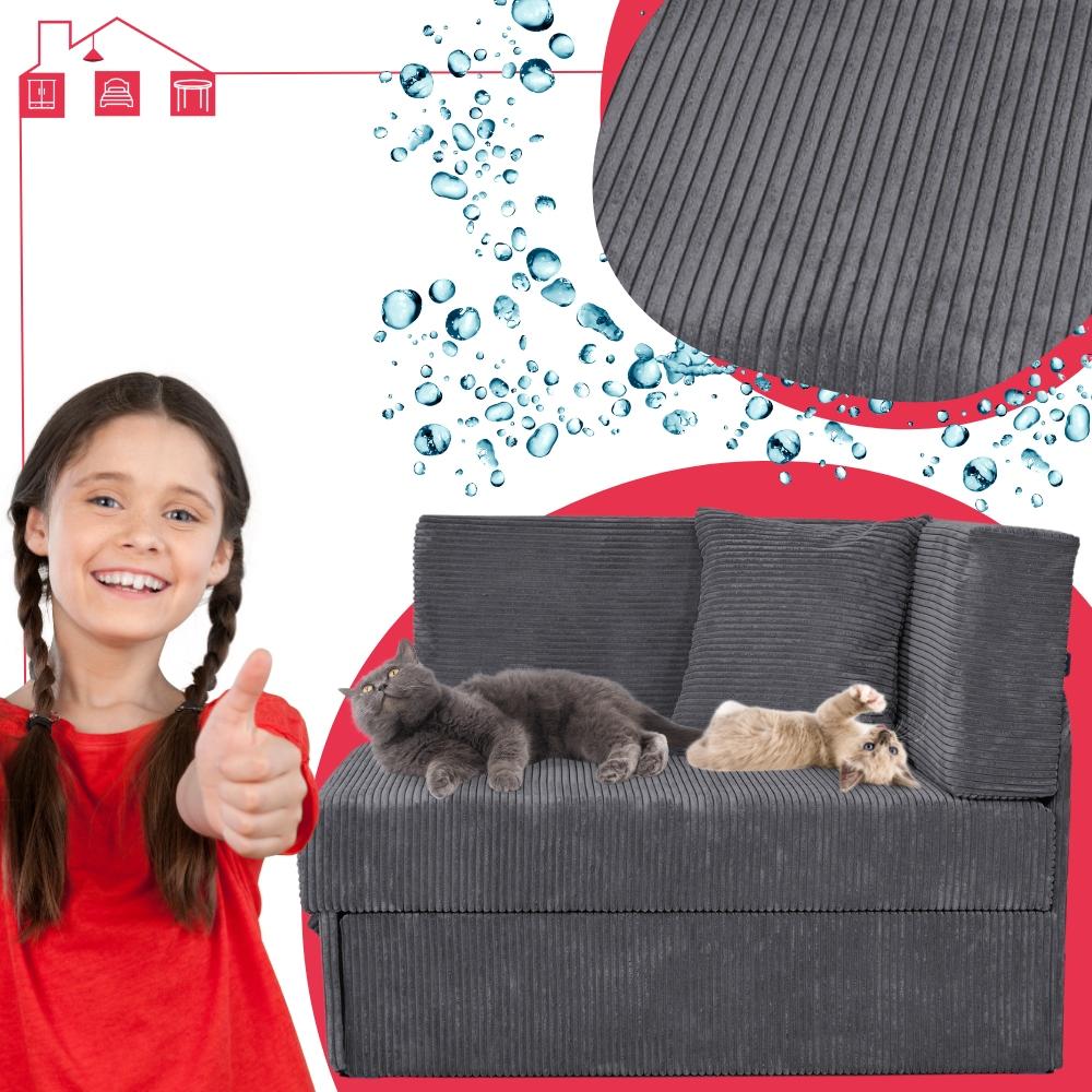 BONI Extendable Sofa, Children's Corner Sofa, GREY Family Meble