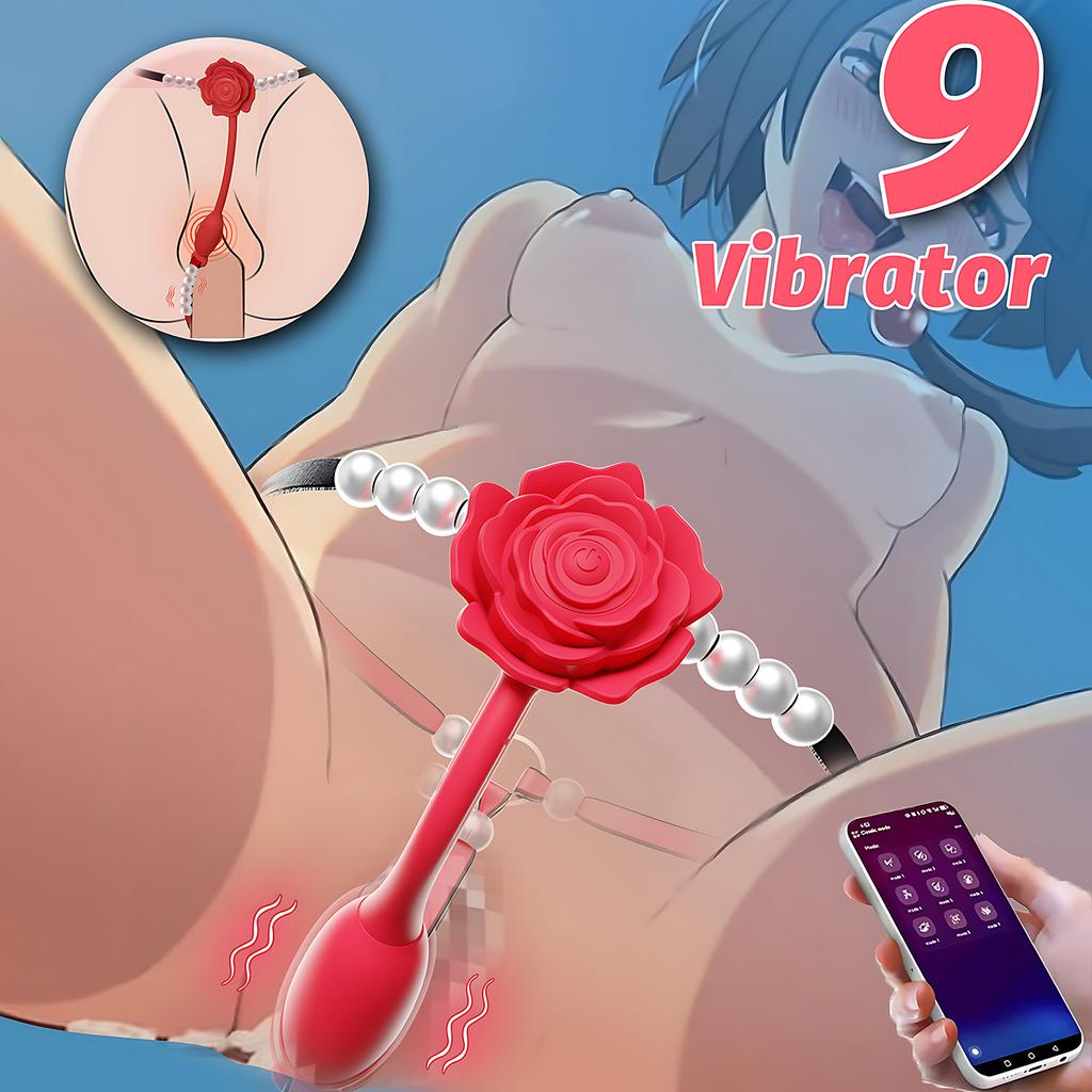 3 In 1 Rose Pearl Wearable Thong Vibrator with App 9 Vibration Modes for G-Spot & Clitoral Stimulation Adult Toy for Women BDSM Female Adult Products