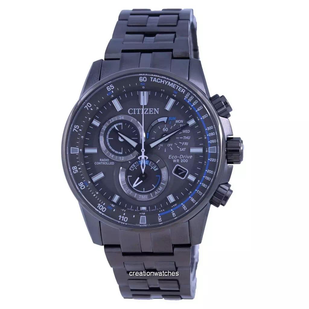 Citizen PCAT Black Dial Radio Controlled Chronograph Atomic Eco-Drive CB5887-55H 200M Men's Watch