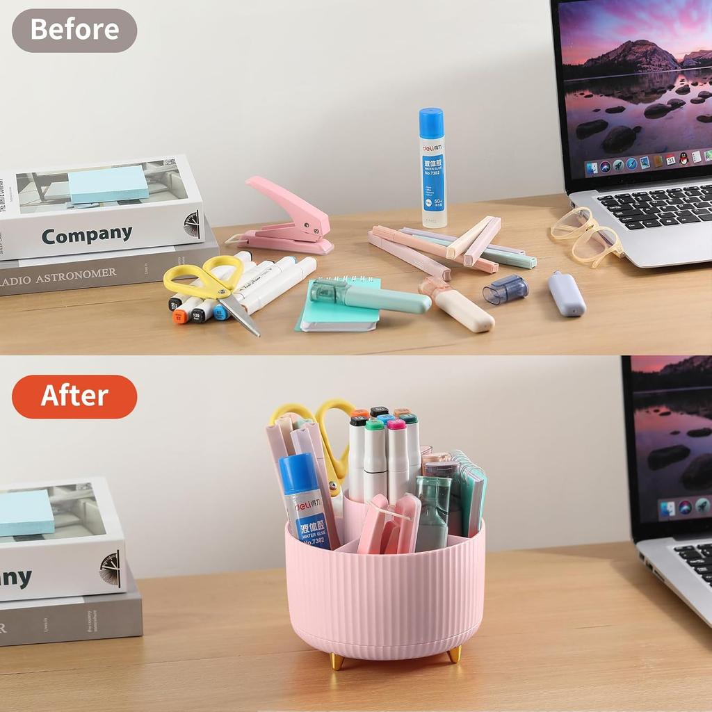 1pcs Desk Organizer, 360-Degree Rotating Pen Holder for Desk, Desk Organizers and Accessories with 5 Compartments
