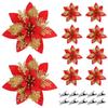 10Pcs with Clips Artificial Flowers for Christmas Tree Christmas Fake Flowers Pendant  Home Decor
