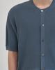 Work On Body Off Cool Bamboo Semi-Overfit Round Short Sleeve Knit Cardigan [Blue]