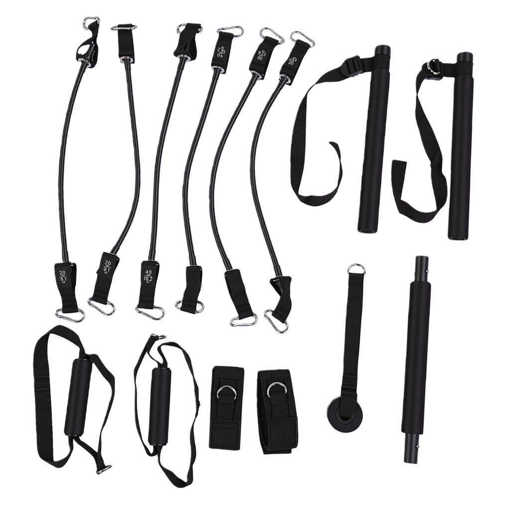 Pilates Bar Kit 20 30 40 Lbs Resistance Bands Adjustable Pilates Workout Equipment with Storage Bag for Home Fitness